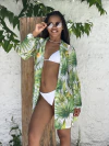 Camisão sem botão, folhas verdes com branco REF 47937