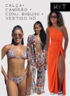 Kit Calça tule Savage + Camisão Savage + Biquíni Savage + Vestido nó Laranja - comprar online
