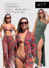 Kit Calça tule Tropicália + Camisão Tropicália + Biquini Tropicália + Vestido verde musgo - comprar online