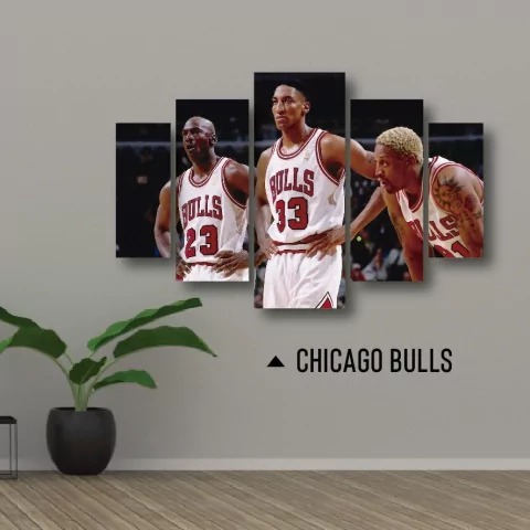 Cuadro Tríptico irregular Chicago Bulls