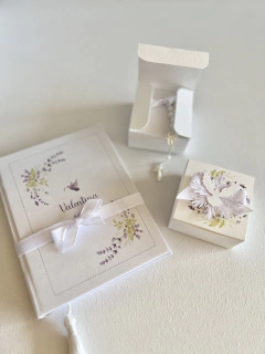 Caixinha com mini tercinho e oração - Lavanda (12 unidades) na internet