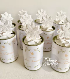 Tubolatas 6x10cm batizado - com aplique tampa (12 unidades)