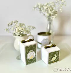 Caixa cubo alta Páscoa - com tag e textura (12 unidades) - Finos Fricotes