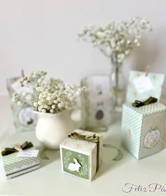 Caixa cubo Páscoa - estampa cenoura (12 unidades)