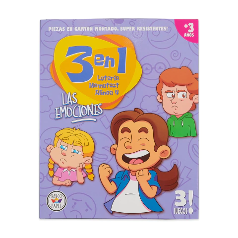 Juego De Mesa 3 En 1 Emociones Test Memoria Lotería Alinea 4