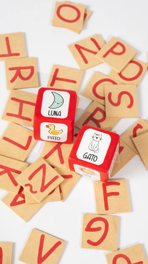 Mis Primeras Palabras En Madera + 2 Dado + 60 Letras