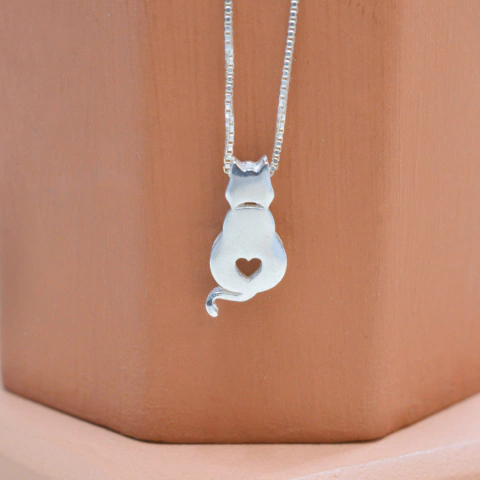 Colar Gatinho Chapado Caixa Passante - Prata 925