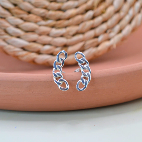 Brinco Corrente Curto - Prata 925 - comprar online