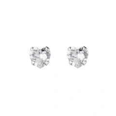 Brinco Coracao Zirconia - 6 mm X 6 mm