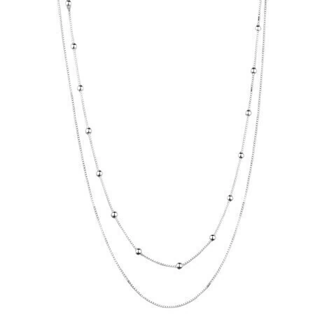 Colar Corrente Dupla Bolinhas e Venezianas - 2 mm 38 cm a 41 cm