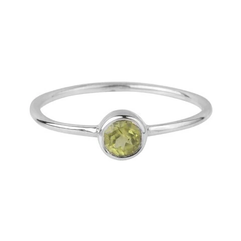 Anel Pedra Peridoto Lapidada - Prata 925