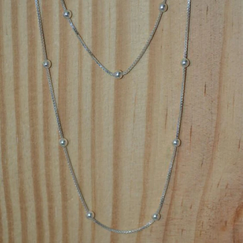 Colar Corrente Veneziana Bolinhas - Prata 925