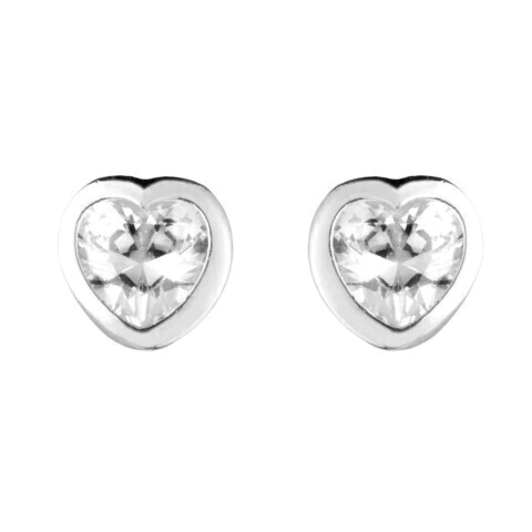 Brinco Coração Ponto de Luz Envolto Caixa - Prata 925