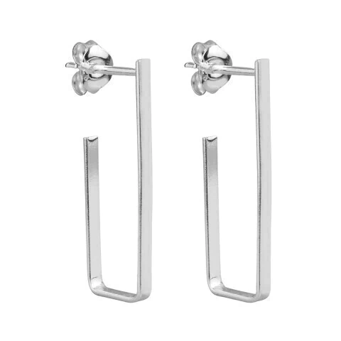 Brinco Meia Argola Barra Fio Reto - Prata 925