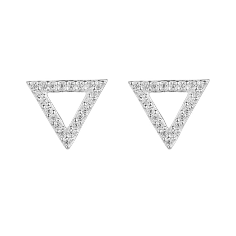Brinco Triangulo Vazado Cravejado - 8 mm X 8 mm X 2 mm