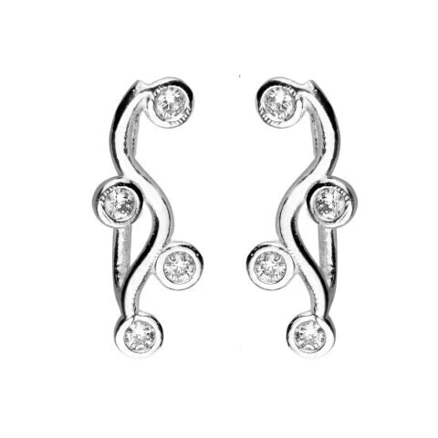 Brinco Ear Cuff Ramo 4 Pontos de Luz Envolto - Prata 925