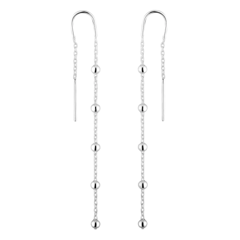 Brinco Passante Bolinhas Corrente Elos - Prata 925 - comprar online