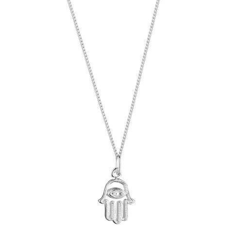 Colar Mao Hamsa Olho Navete Central Vazado - 12 mm X 10 mm X 1mm 45 cm