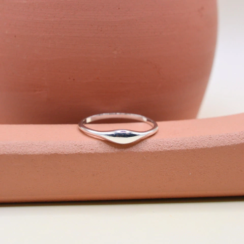 Anel Aliança Abaulada Central - Prata 925