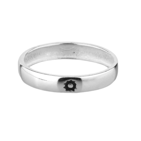 Anel Sol Negro Central Aliança Larga - Prata 925