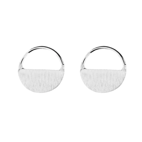 Brinco Círculo Meio Vazado Meio Chapado Escovado - Prata 925
