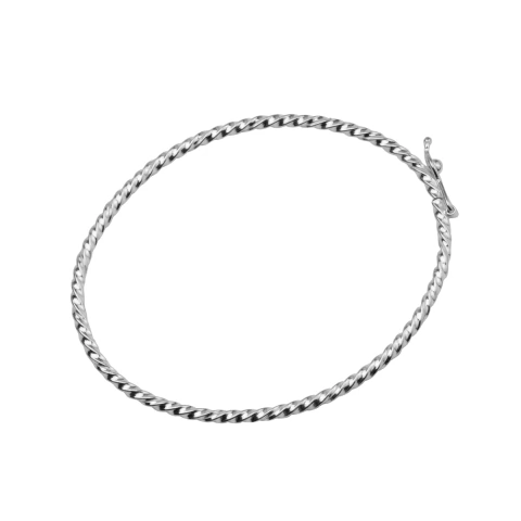 Pulseira Bracelete Aro Torcido Fecho Infantil - Prata 925