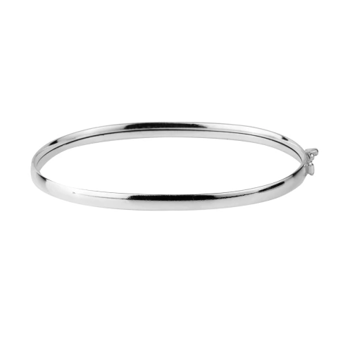 Pulseira Bracelete Liso Fio Meia Cana Fecho - Prata 925
