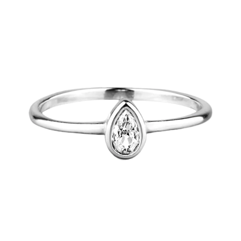 Anel Ponto de Luz Gota Envolto - Prata 925 - comprar online