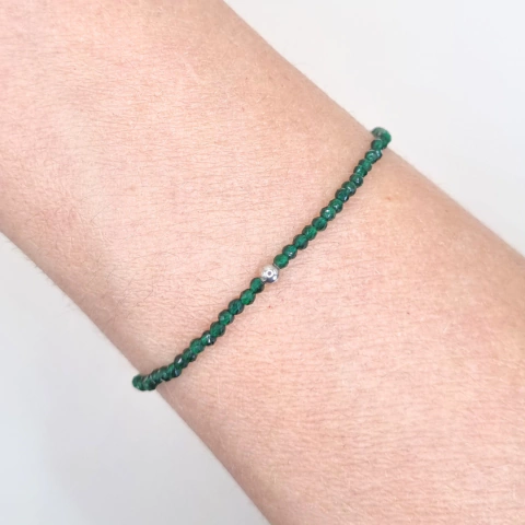 Pulseira Pedra Ônix Verde - Prata 925