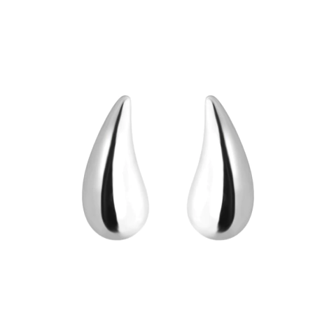 Brinco Gota Relevo Curvada - Prata 925