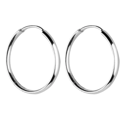 Brinco Argola Lisa Fio Meia Cana *Diversos Tamanhos - Prata 925