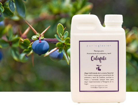 Recarga para aromatizante de ambiente y textil con esencia de Calafate 1 litro.