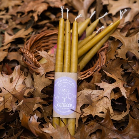 VELAS LARGAS DE CERA DE ABEJA X 3