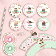 Kit Bakery Pastelería y Flores. IDeal para decorar tu evento. Editable en computadora utilizando adobe pdf reader.