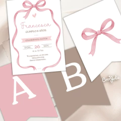 Coquette aesthetic birthday printable stationery with bows and soft tones
