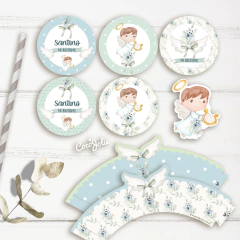 Kit Angelito Nene Alitas. Imprimible Personalizable editable en computadora en Adobe pdf Reader