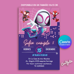 Invitación digital Ghost Gwen Spider editable en CANVAS - comprar online