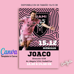 Invitación digital Inter Miami editable en CANVAS - comprar online