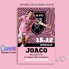 Invitación digital Inter Miami editable en CANVAS - comprar online