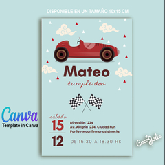 Invitación digital imprimible Autito Vintage editable en CANVAS - comprar online