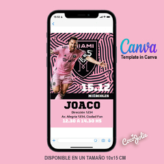 Invitación digital Inter Miami editable en CANVAS en internet
