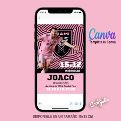 Invitación digital Inter Miami editable en CANVAS en internet