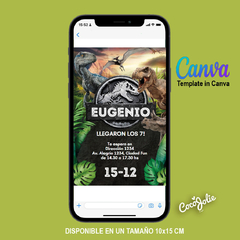 Invitación digital Jurassic World editable en CANVAS - CocoJolie Kits Imprimibles