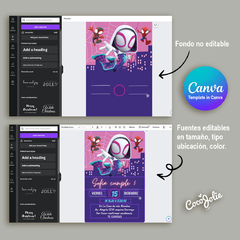 Invitación digital Ghost Gwen Spider editable en CANVAS - CocoJolie Kits Imprimibles