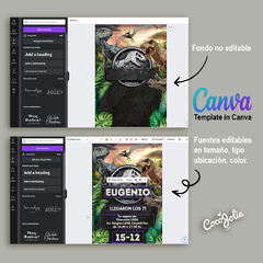 Invitación digital Jurassic World editable en CANVAS - comprar online