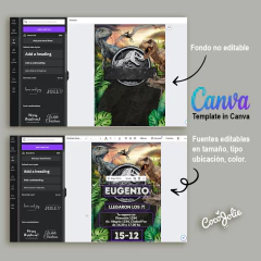 Invitación digital Jurassic World editable en CANVAS - buy online