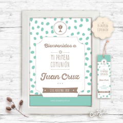 Kit Primera Comunión/ Bautismo Niño Retro. Imprimibles personalizables - tienda online