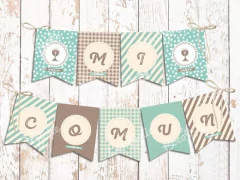 Kit Primera Comunión/ Bautismo Niño Retro. Imprimibles personalizables