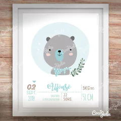 Cuadrito Nacimiento Osito Editable - comprar online