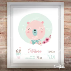 Cuadrito Nacimiento Osita Editable - comprar online